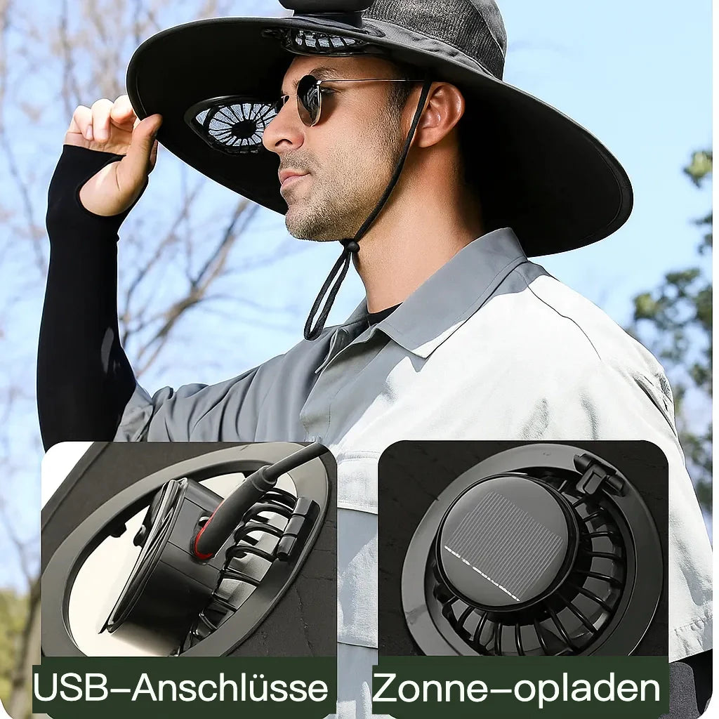 Breiter Outdoor-Sonnenhut mit Sonnenfächer