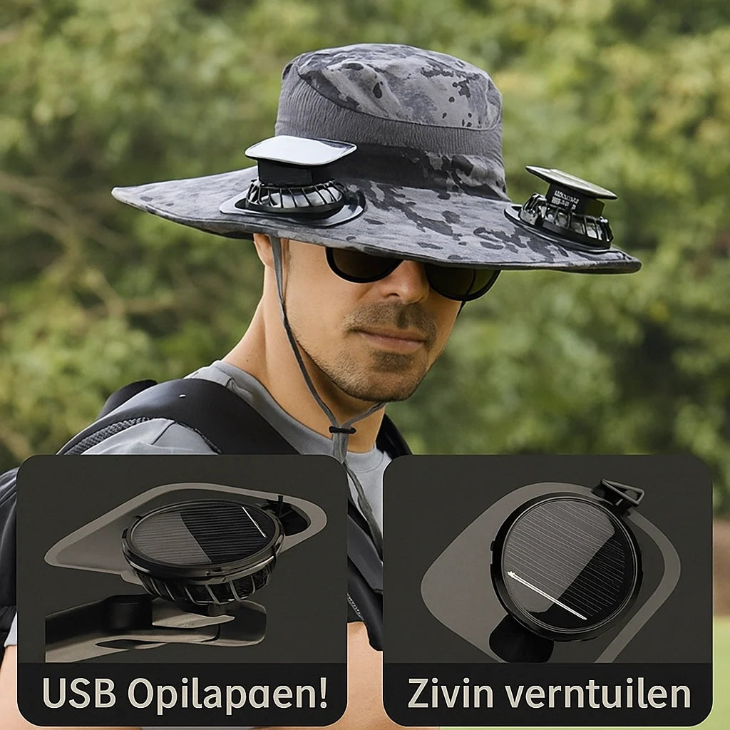 Breiter Outdoor-Sonnenhut mit Sonnenfächer