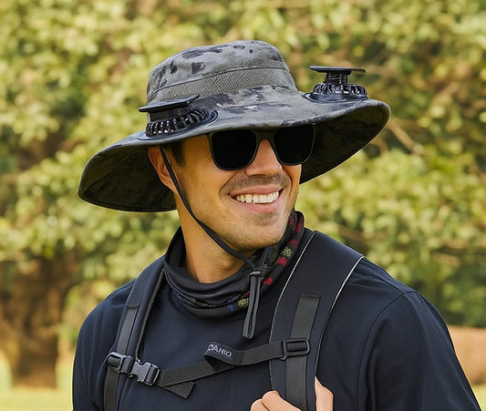 Breiter Outdoor-Sonnenhut mit Sonnenfächer